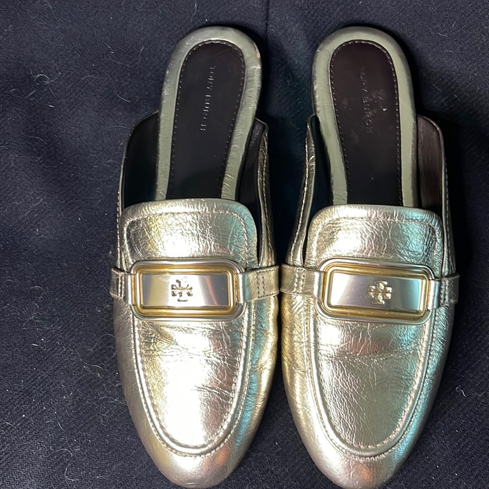 Gently used • Tory Burch Georgia Mule • Gold • Size 8